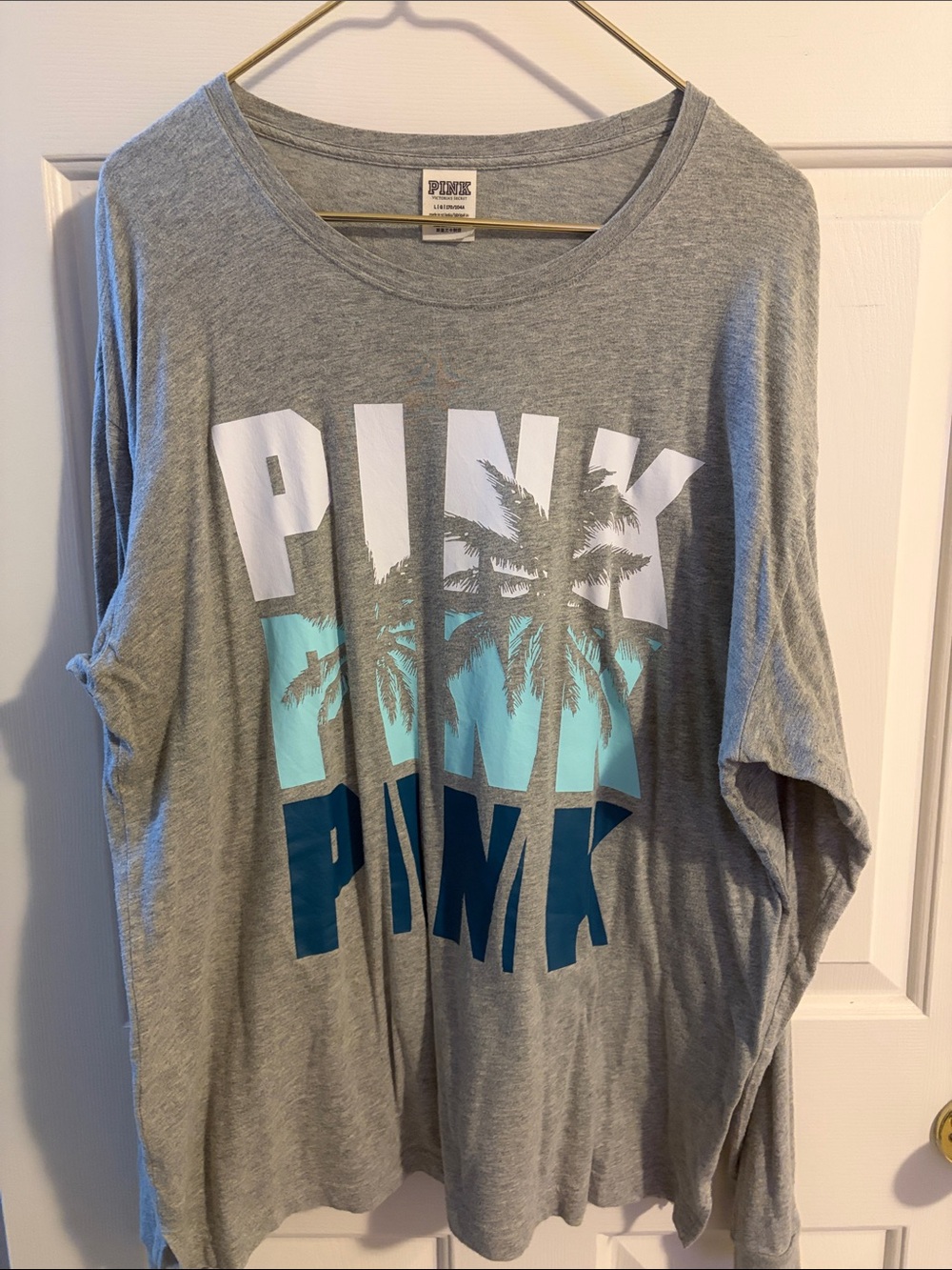 PINK Victoria's Secret Gray Logo Crewneck Tee